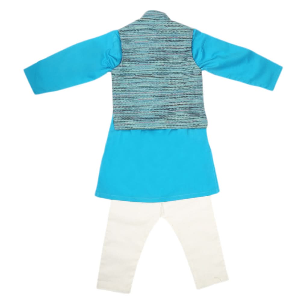 Boys WaistCoat Shalwar Suit - Light Blue, Kids, Boys Shalwar Kameez, Chase Value, Chase Value