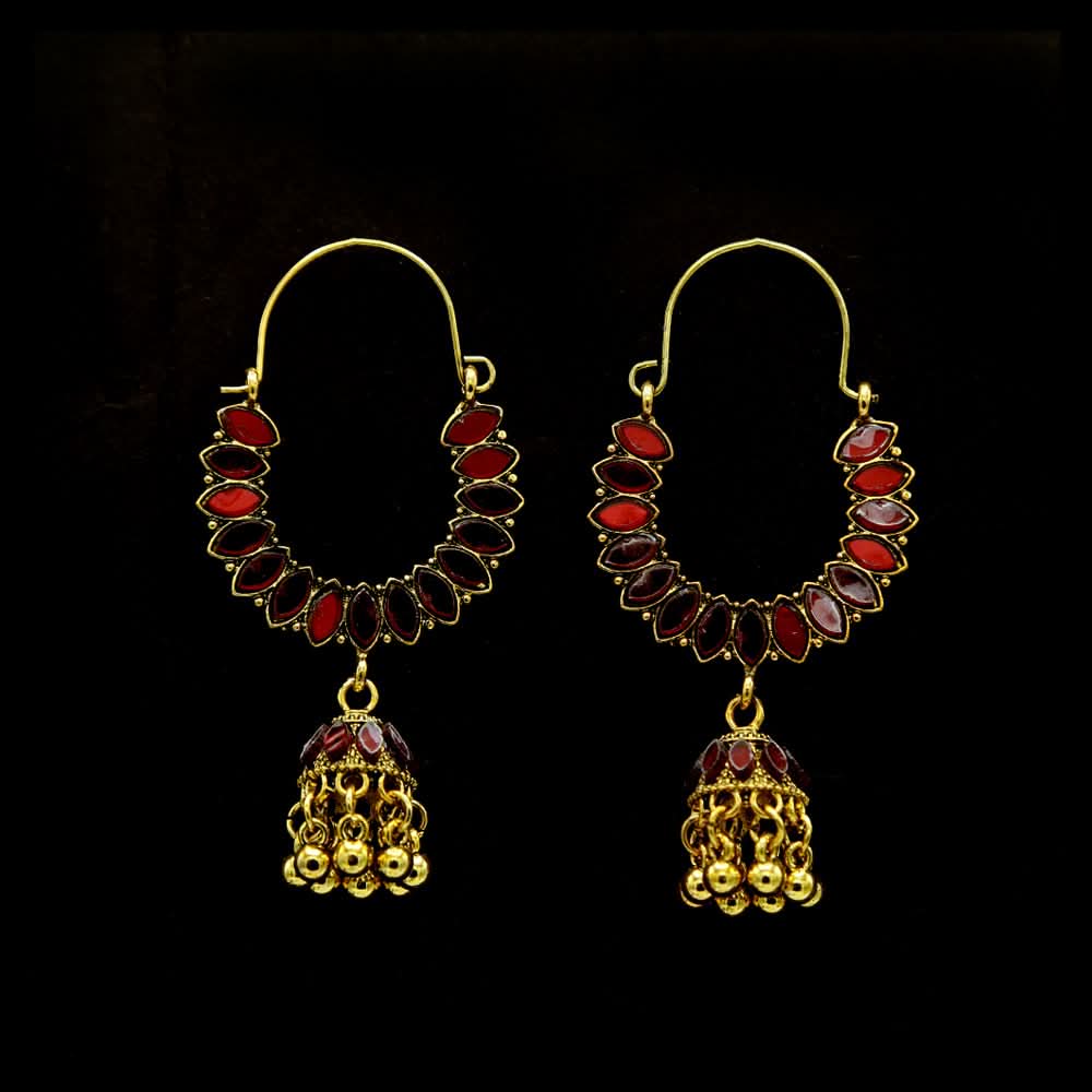 Women's Earring Bali - Red-Golden, Women, Earrings & Tops, Chase Value, Chase Value