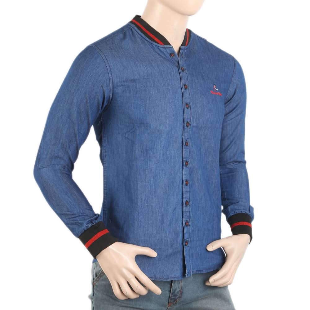 Men's Casual Club Rib Denim Shirt - Light-Blue, Men, Shirts, Chase Value, Chase Value