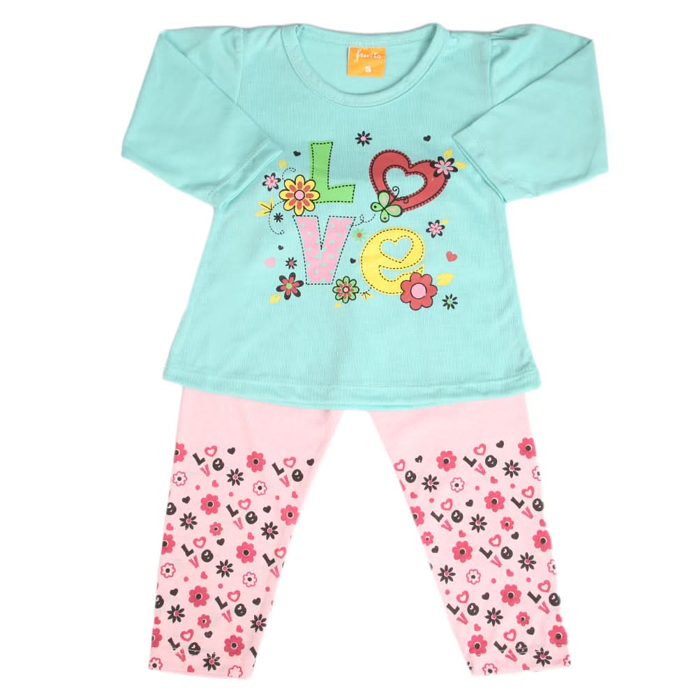 Girls Full Sleeves Suit - Cyan, Girls Suits, Chase Value, Chase Value