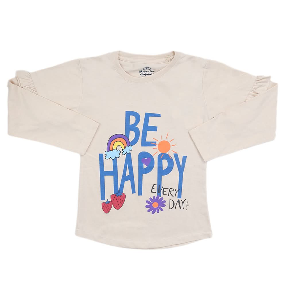 Girls Full Sleeves Jersey T-Shirt - Fawn, Kids, Girls T-Shirts, Chase Value, Chase Value