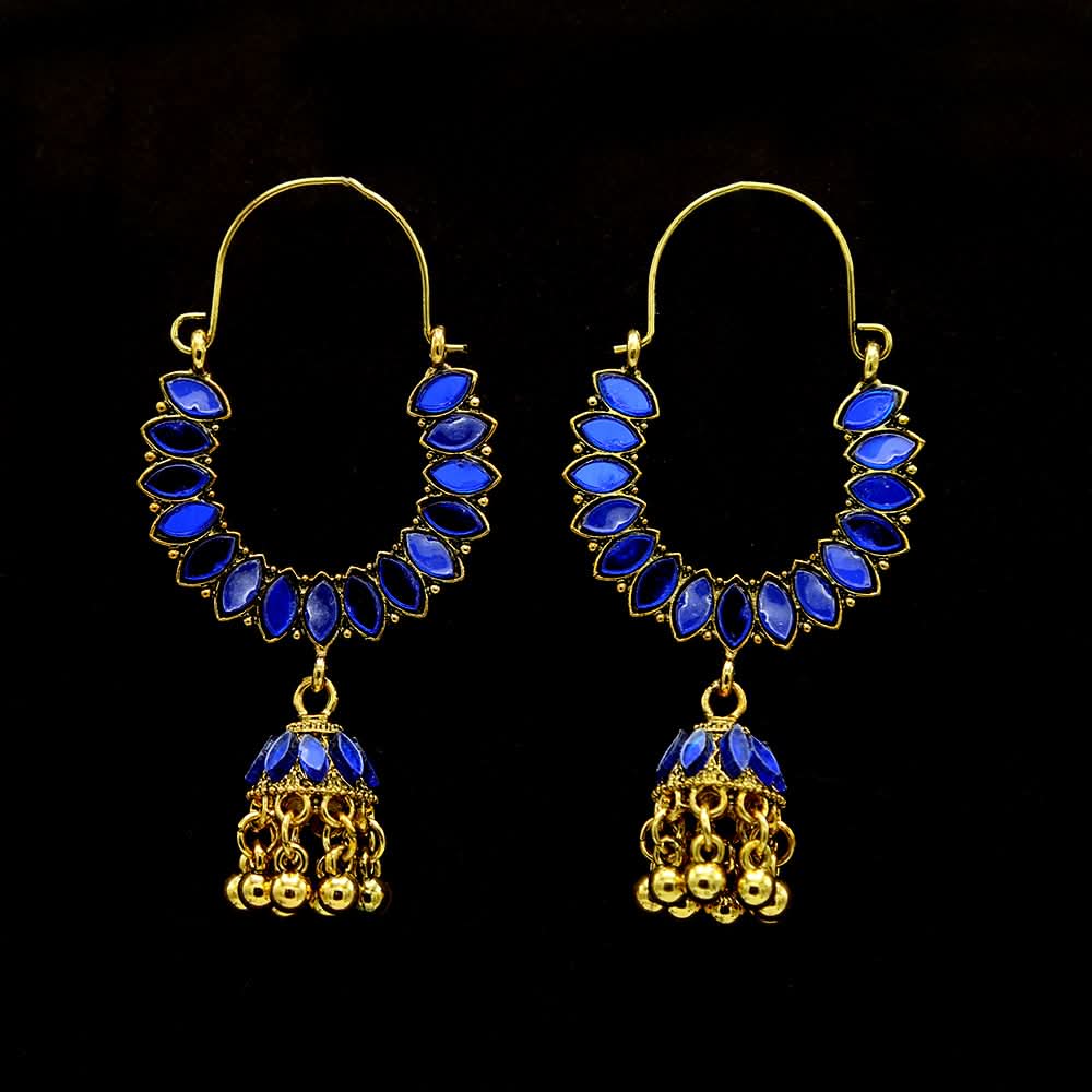Women's Earring Bali - Royal Blue-Golden, Women, Earrings & Tops, Chase Value, Chase Value