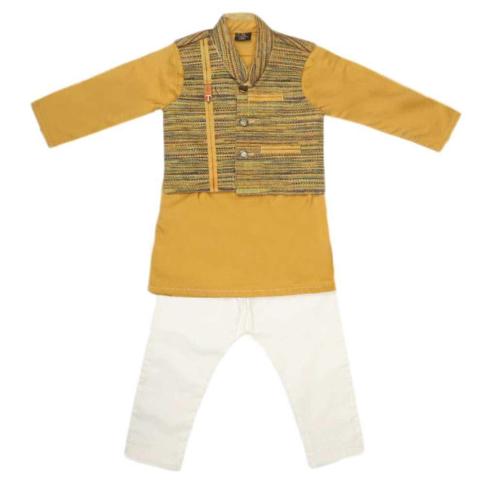Boys Waistcoat Shalwar Suit - Mustard, Kids, Boys Shalwar Kameez, Chase Value, Chase Value