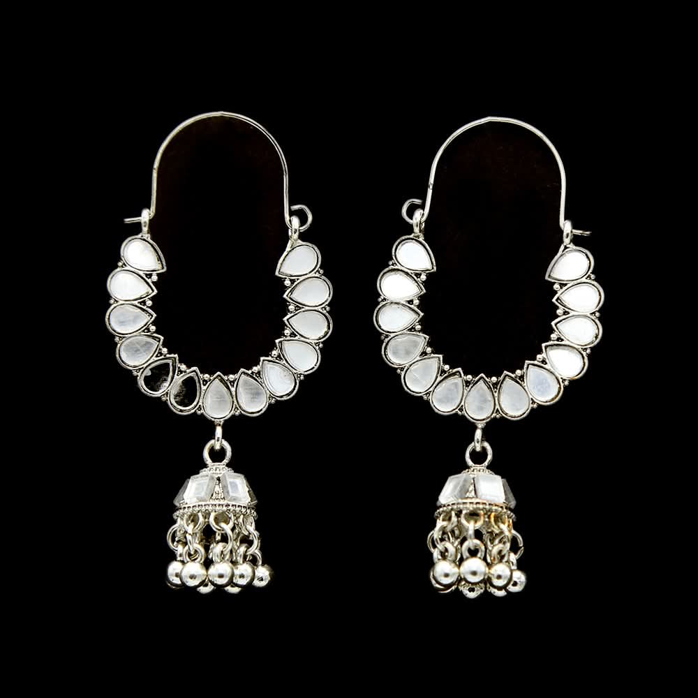 Women's Earring Bali - White-Silver, Women, Earrings & Tops, Chase Value, Chase Value