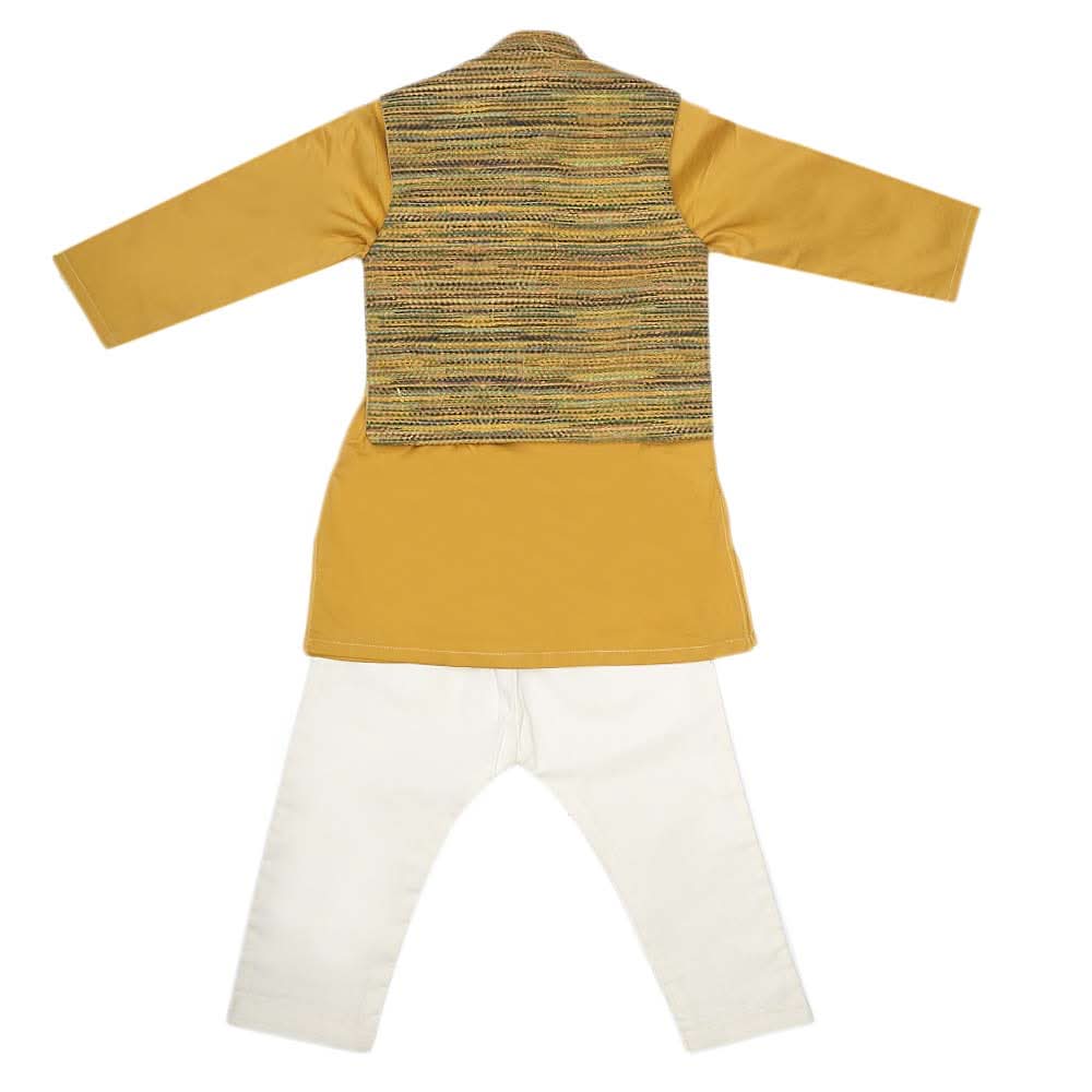 Boys Waistcoat Shalwar Suit - Mustard, Kids, Boys Shalwar Kameez, Chase Value, Chase Value