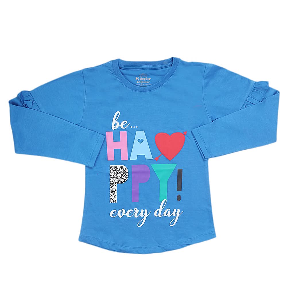 Girls Full Sleeves Jersey T-Shirt - Royal Blue, Kids, Girls T-Shirts, Chase Value, Chase Value