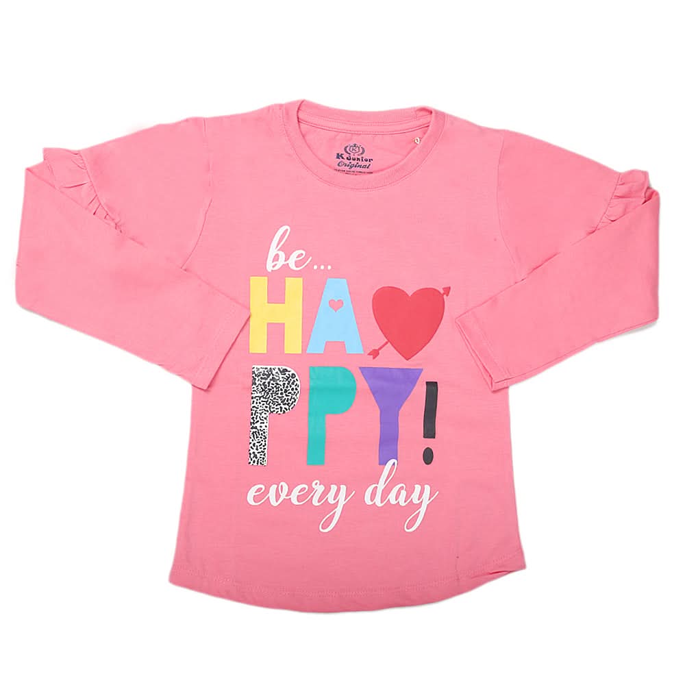 Girls Full Sleeves Jersey T-Shirt - Pink, Kids, Girls T-Shirts, Chase Value, Chase Value