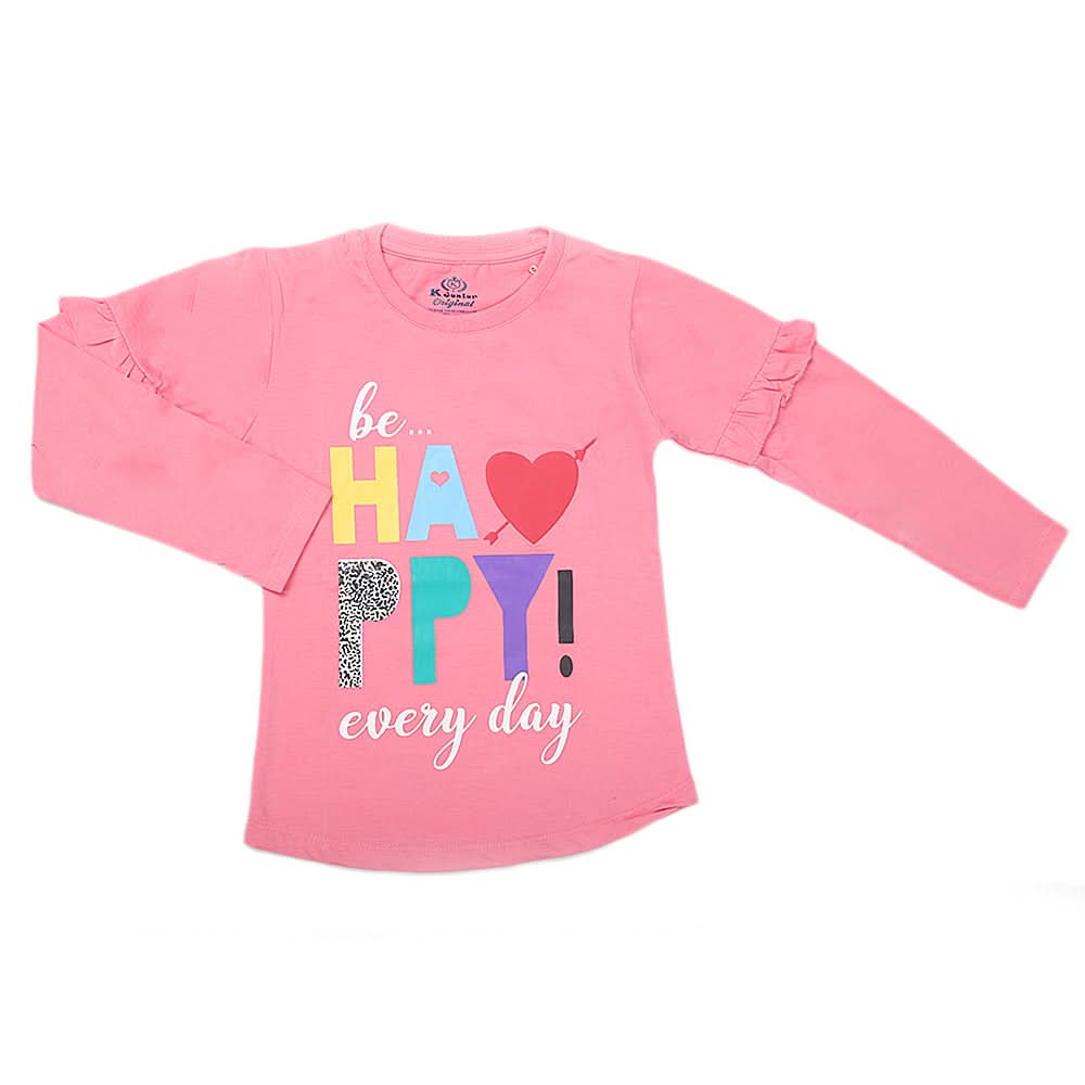 Girls Full Sleeves Jersey T-Shirt - Pink, Kids, Girls T-Shirts, Chase Value, Chase Value
