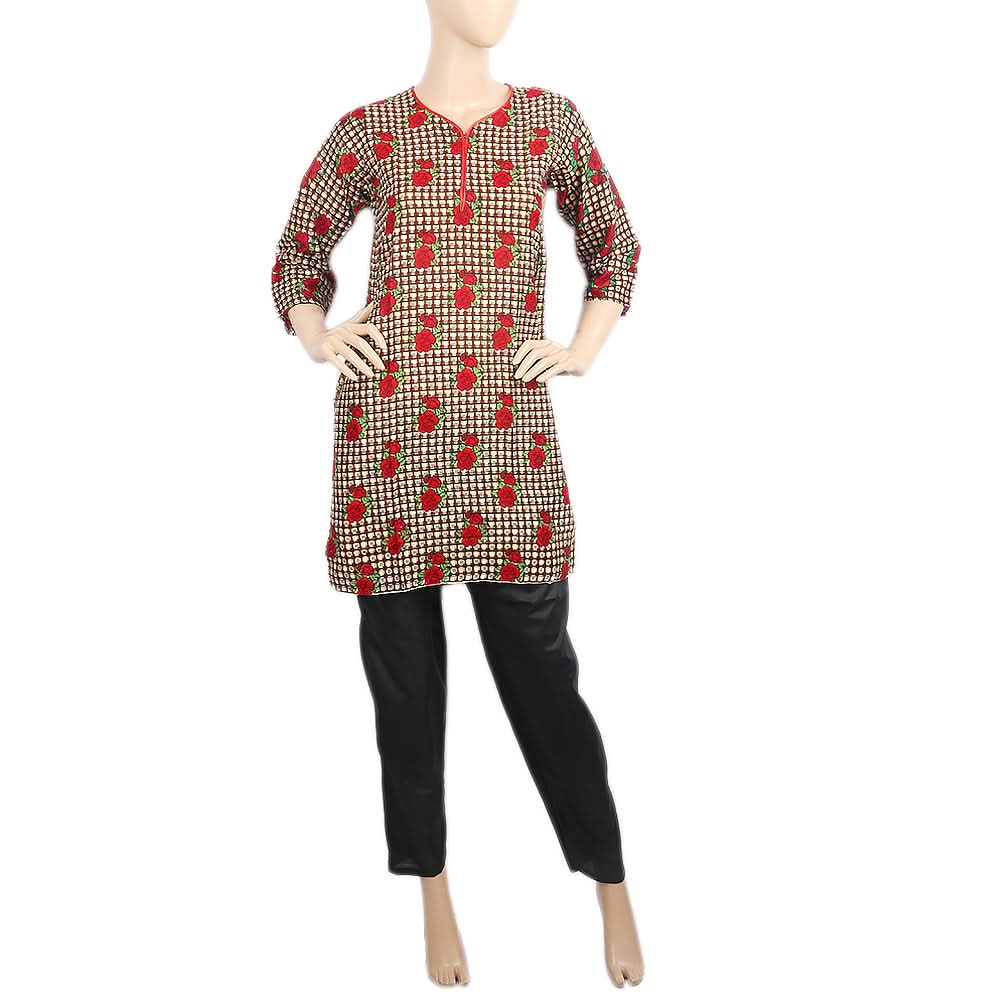 Women's Printed Lawn 2Pcs Stitched Suit - Black, Women, Shalwar Suits, Chase Value, Chase Value