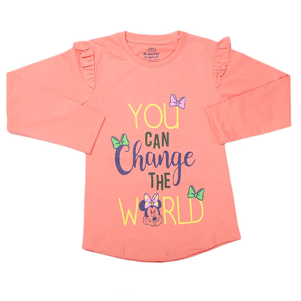 Girls Full Sleeves Jersey T-Shirt - Pink, Kids, Girls T-Shirts, Chase Value, Chase Value