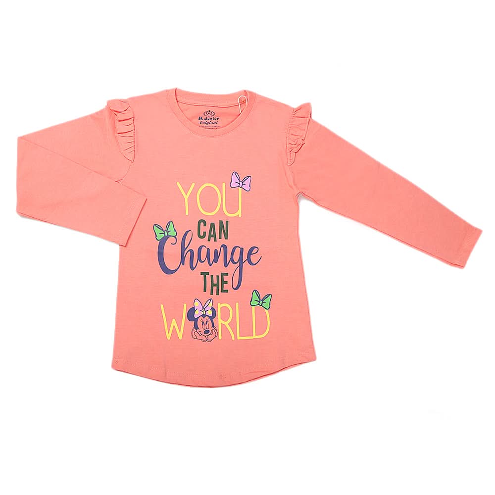 Girls Full Sleeves Jersey T-Shirt - Pink, Kids, Girls T-Shirts, Chase Value, Chase Value