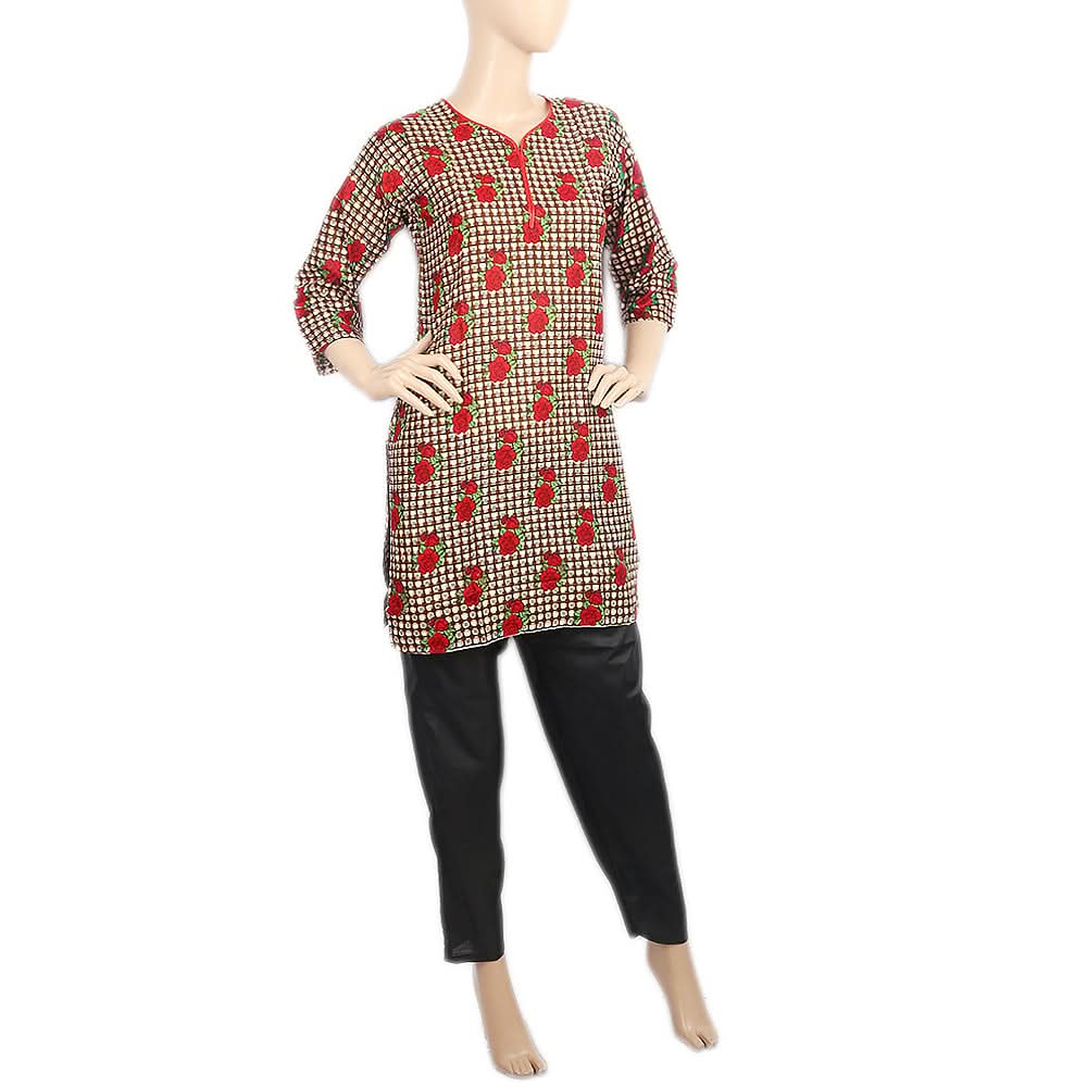 Women's Printed Lawn 2Pcs Stitched Suit - Black, Women, Shalwar Suits, Chase Value, Chase Value