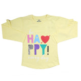 Girls Full Sleeves Jersey T-Shirt - Yellow, Kids, Girls T-Shirts, Chase Value, Chase Value