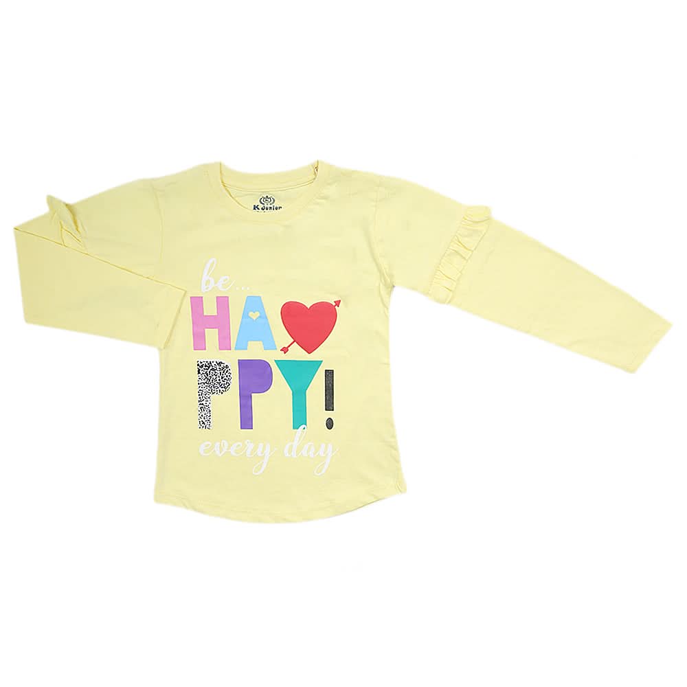 Girls Full Sleeves Jersey T-Shirt - Yellow, Kids, Girls T-Shirts, Chase Value, Chase Value