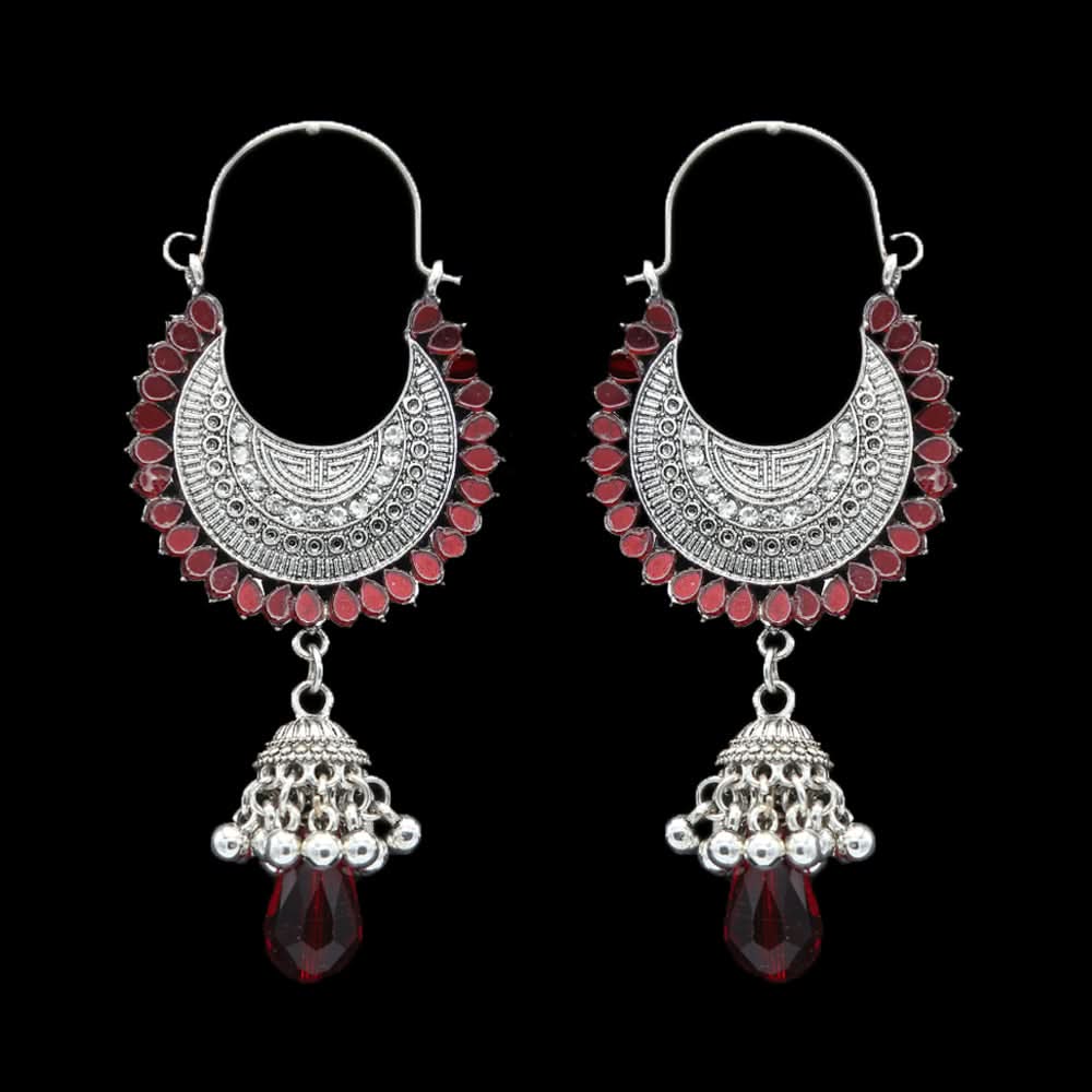 Women's Earring - Silver-Red, Women, Earrings & Tops, Chase Value, Chase Value