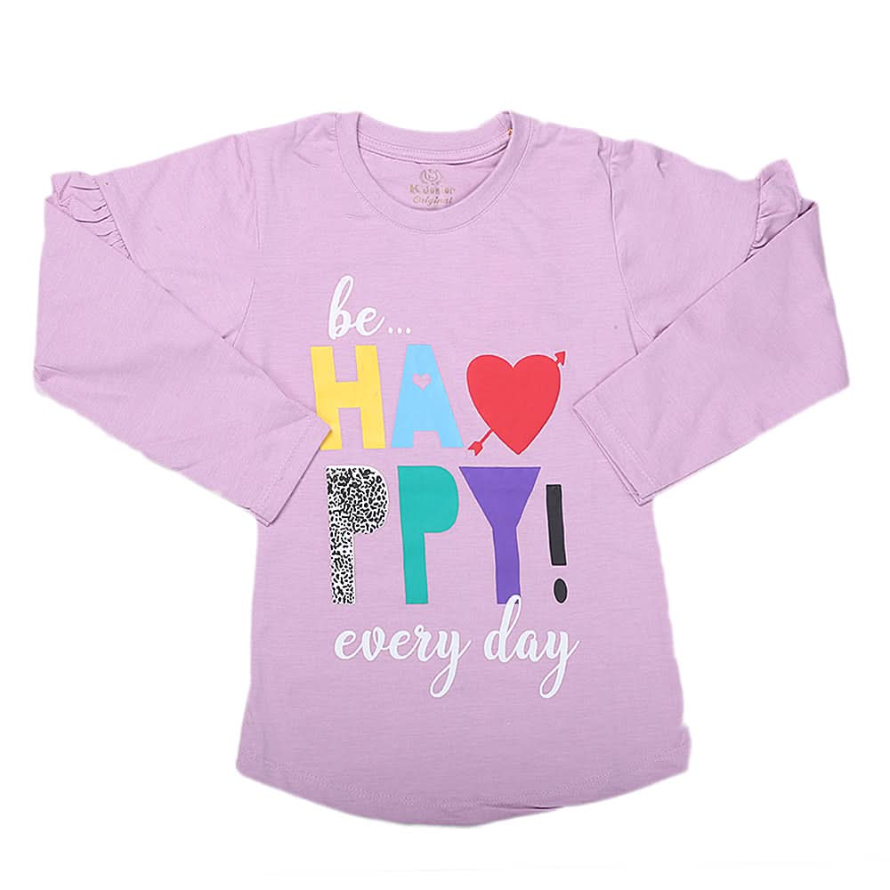 Girls Full Sleeves Jersey T-Shirt - Purple, Kids, Girls T-Shirts, Chase Value, Chase Value