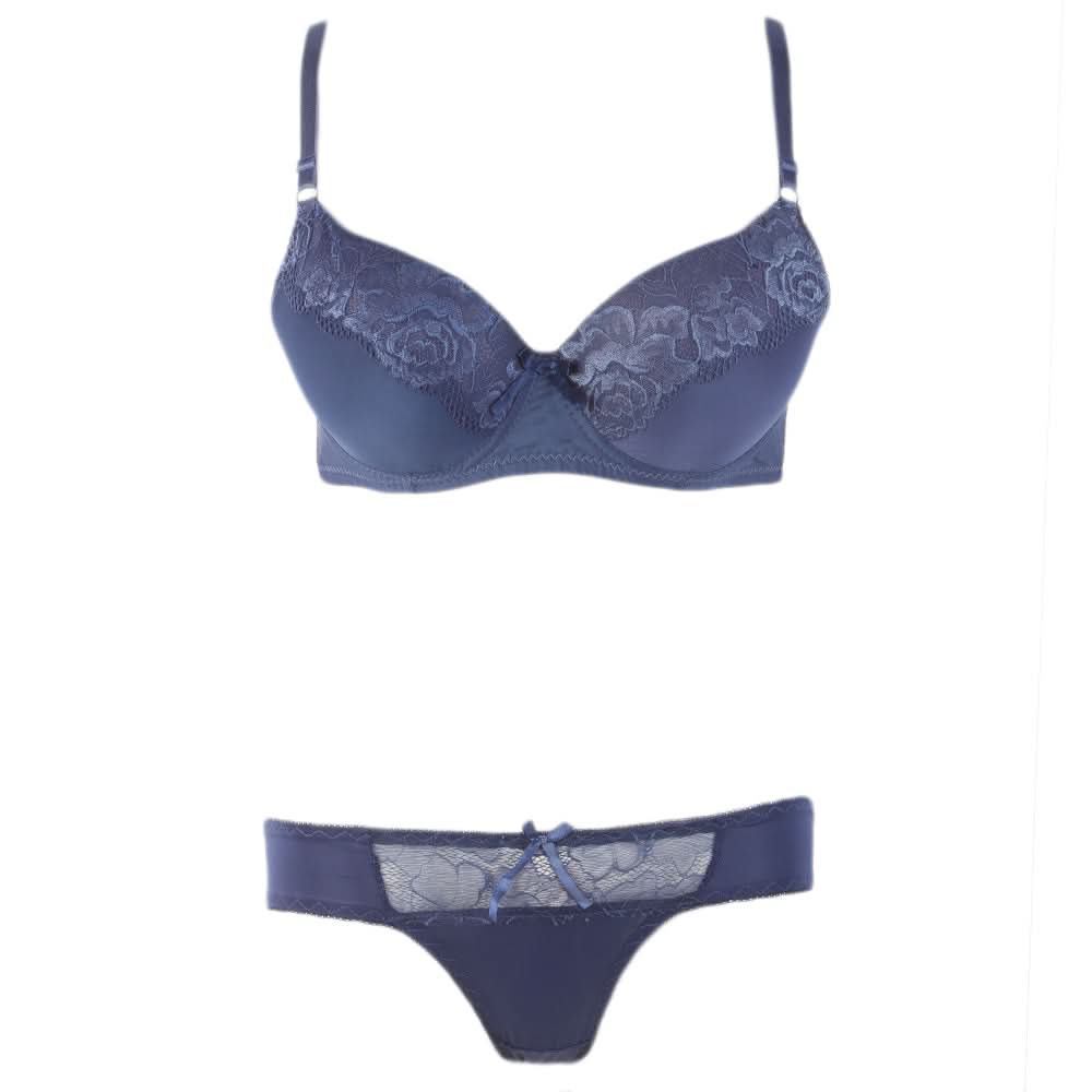Women's Foam Bra & Panty Set - Navy blue, Women, Bra And Panty Sets, Chase Value, Chase Value