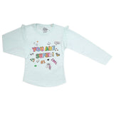 Girls Full Sleeves Jersey T-Shirt - Cyan, Kids, Girls T-Shirts, Chase Value, Chase Value