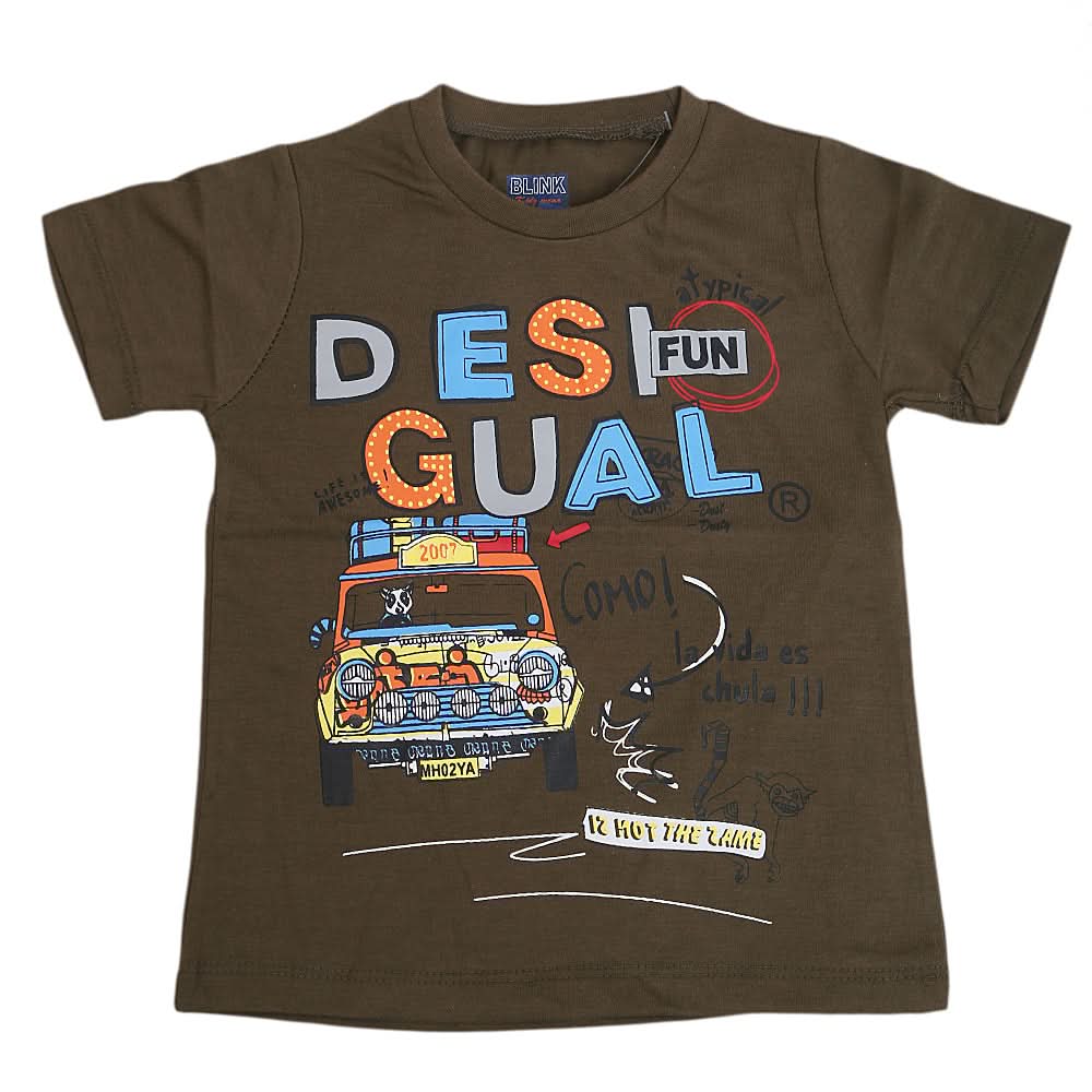 Boys Round Neck Half Sleeves T-Shirt - Dark Green, Kids, Boys T-Shirts, Chase Value, Chase Value
