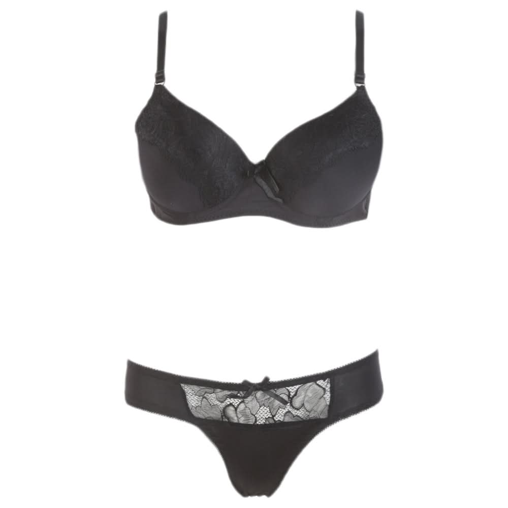 Women's Foam Bra & Panty Set - Black, Women, Bra And Panty Sets, Chase Value, Chase Value
