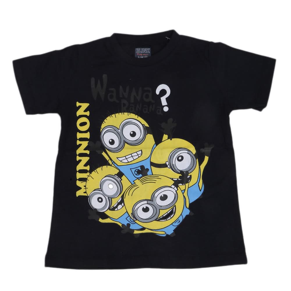 Boys Round Neck Half Sleeves T-Shirt - Black, Kids, Boys T-Shirts, Chase Value, Chase Value