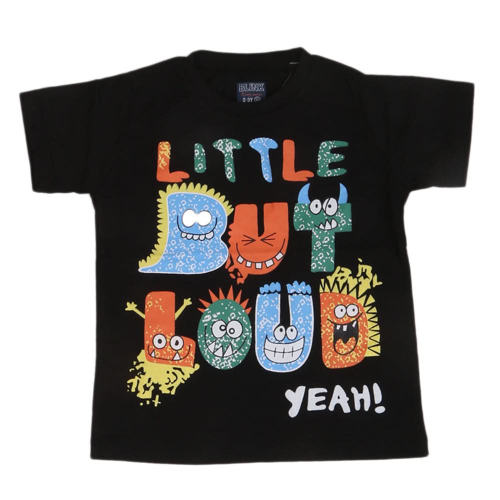 Boys Round Neck Half Sleeves T-Shirt - Black, Kids, Boys T-Shirts, Chase Value, Chase Value