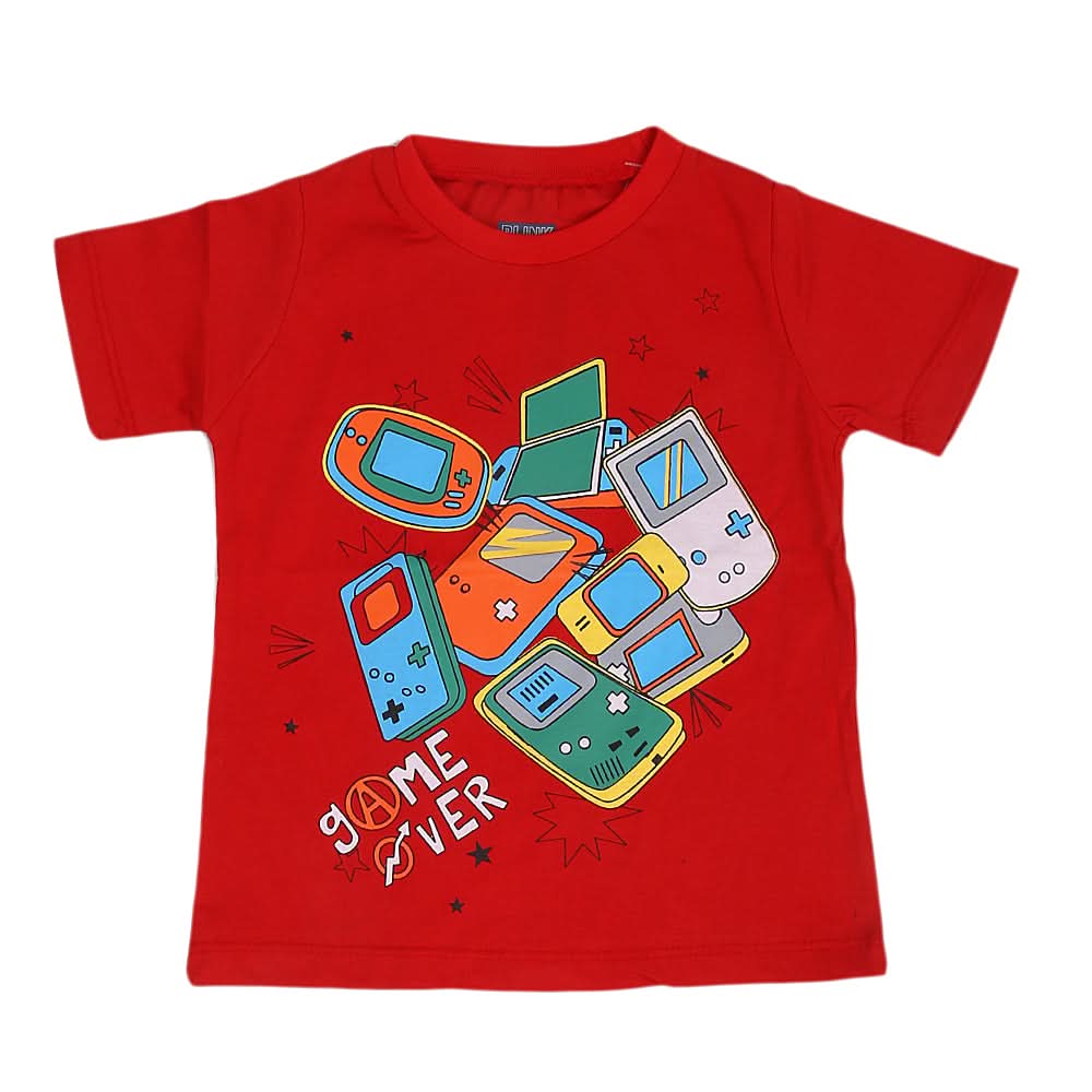 Boys Round Neck Half Sleeves T-Shirt - Maroon, Kids, Boys T-Shirts, Chase Value, Chase Value