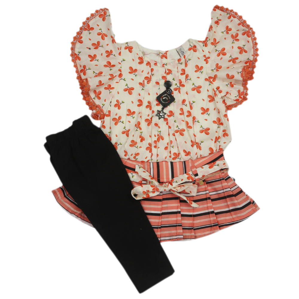 Newborn Girls Half Sleeves Suit - Peach, Newborn Girls Sets & Suits, Chase Value, Chase Value