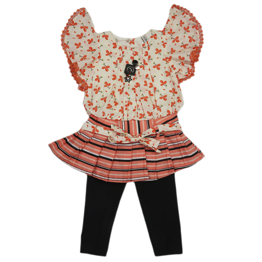 Newborn Girls Half Sleeves Suit - Peach, Newborn Girls Sets & Suits, Chase Value, Chase Value