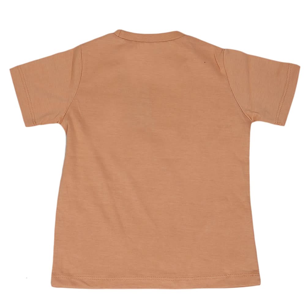 Boys Round Neck Half Sleeves T-Shirt - Brown, Kids, Boys T-Shirts, Chase Value, Chase Value