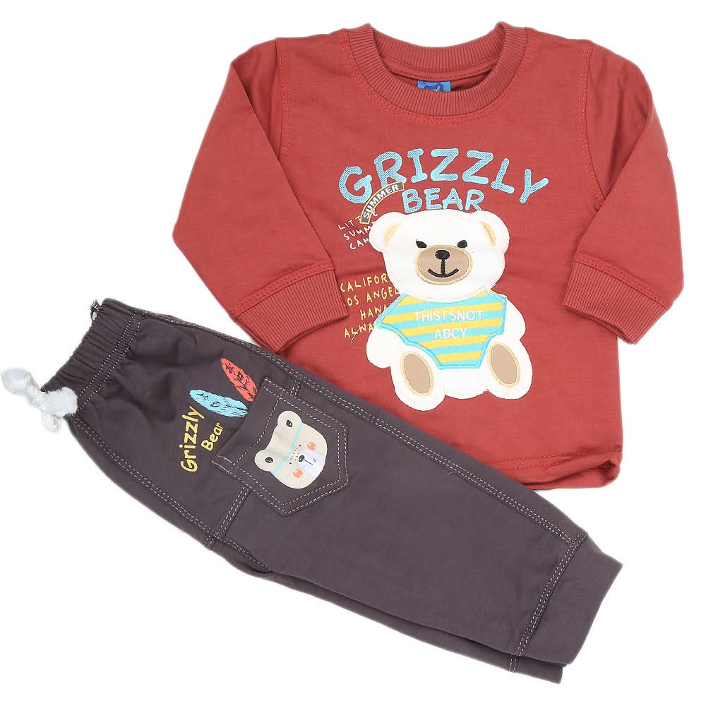 Newborn Boys Full Sleeves Suit (9048) - Rust, Kids, NB Boys Sets And Suits, Chase Value, Chase Value