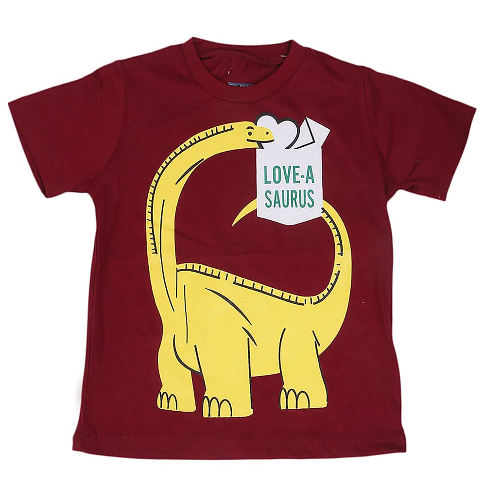 Boys Round Neck Half Sleeves T-Shirt - Maroon, Kids, Boys T-Shirts, Chase Value, Chase Value