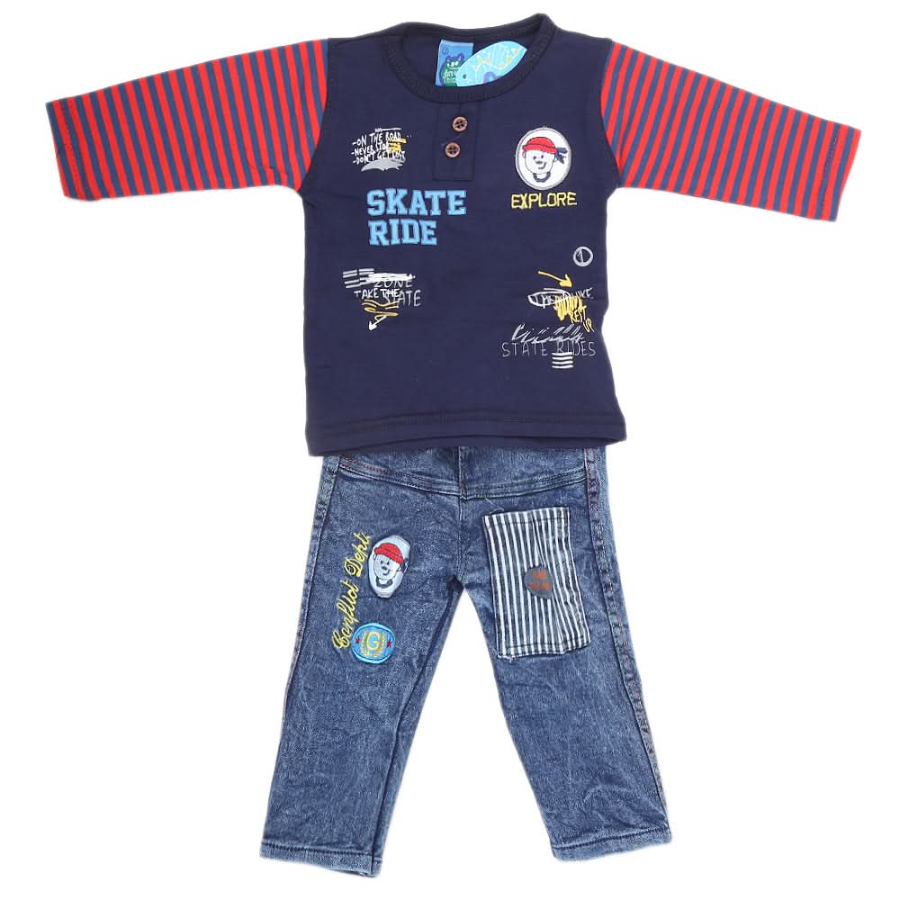 Newborn Boys Full Sleeve Suit (9028) - Navy Blue, Kids, NB Boys Sets And Suits, Chase Value, Chase Value