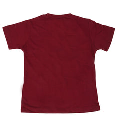 Boys Round Neck Half Sleeves T-Shirt - Maroon, Kids, Boys T-Shirts, Chase Value, Chase Value
