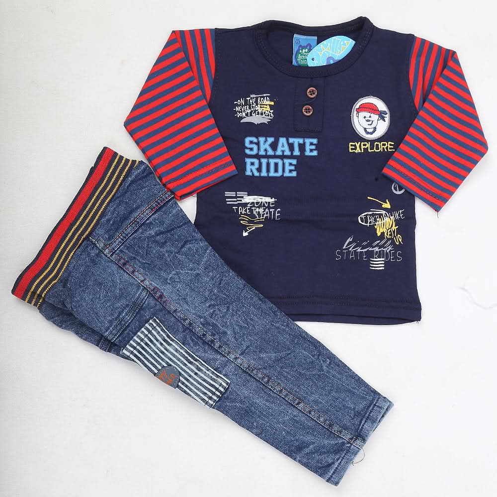 Newborn Boys Full Sleeve Suit (9028) - Navy Blue, Kids, NB Boys Sets And Suits, Chase Value, Chase Value