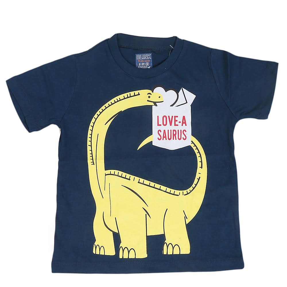 Boys Round Neck Half Sleeves T-Shirt - Navy Blue, Kids, Boys T-Shirts, Chase Value, Chase Value