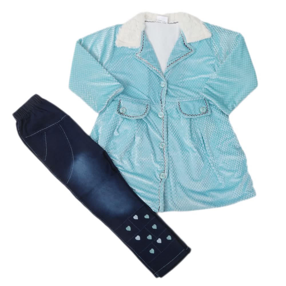 Girls Full Sleeves Tights Suit - Blue, Kids, Girls Sets And Suits, Chase Value, Chase Value