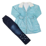 Girls Full Sleeves Tights Suit - Blue, Kids, Girls Sets And Suits, Chase Value, Chase Value