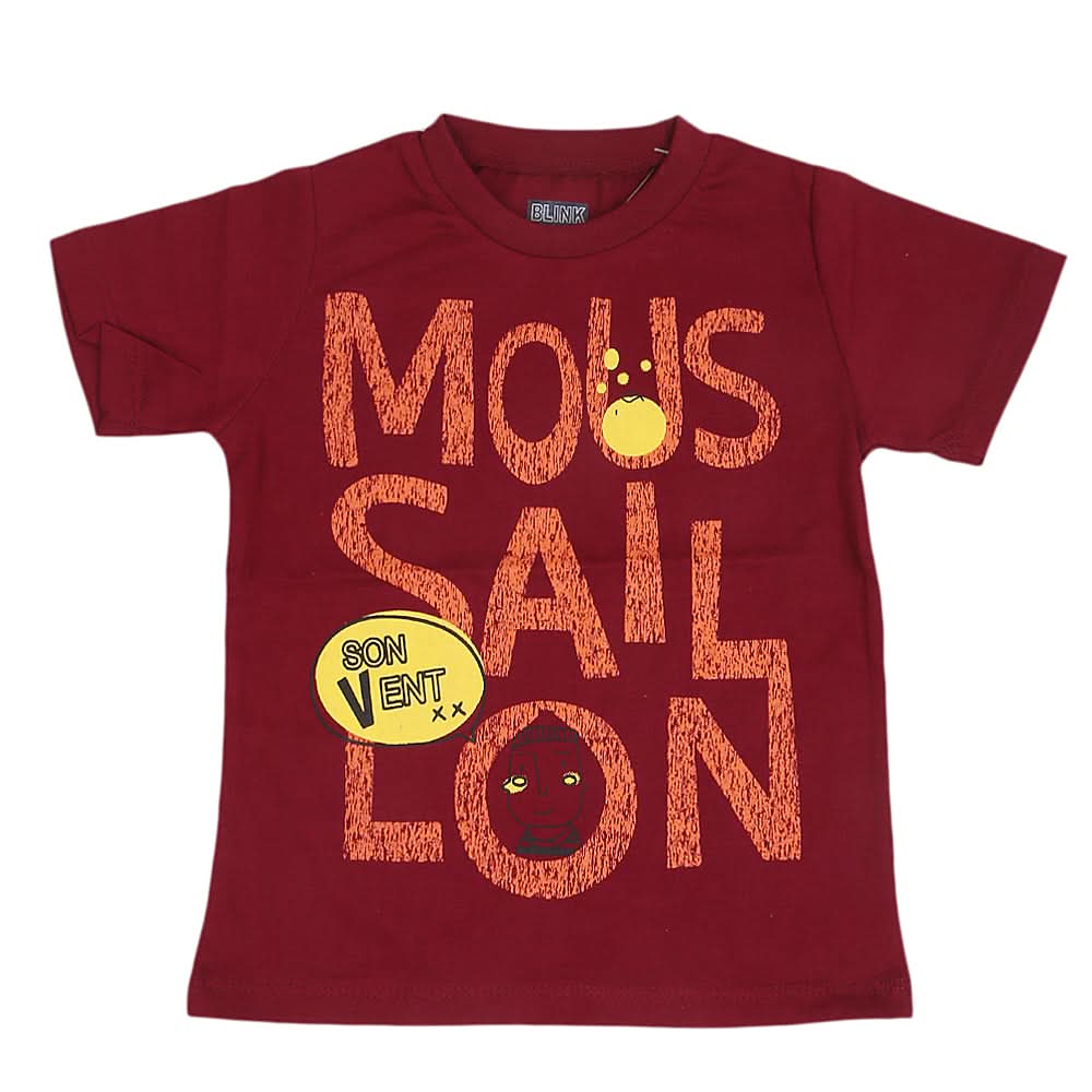 Boys Round Neck Half Sleeves T-Shirt - Maroon, Kids, Boys T-Shirts, Chase Value, Chase Value