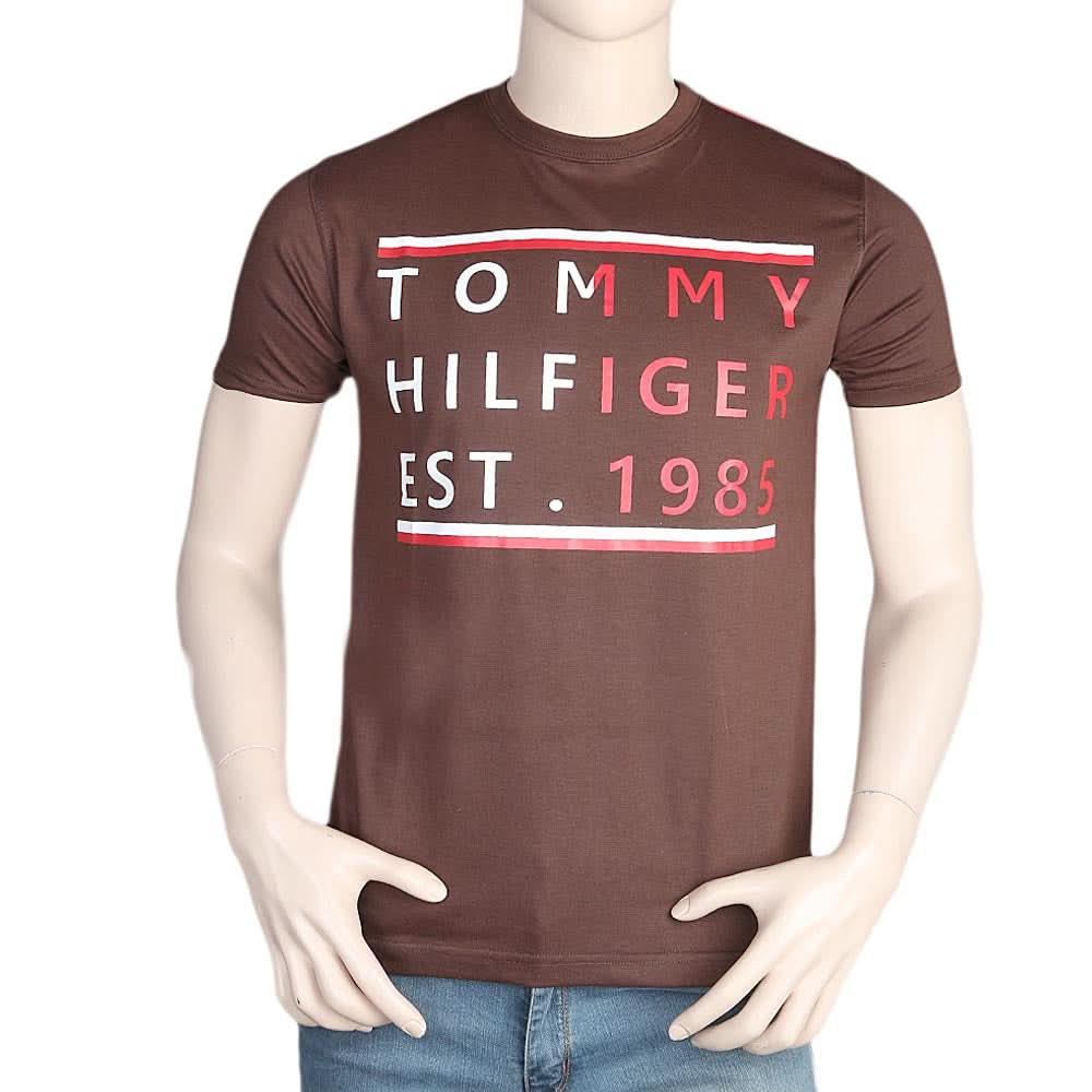 Men's Half Sleeves Round Neck T-Shirt - Brown, Men, T-Shirts And Polos, Chase Value, Chase Value