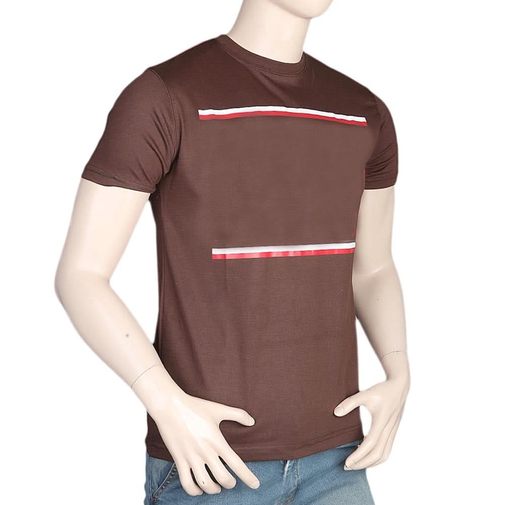 Men's Half Sleeves Round Neck T-Shirt - Brown, Men, T-Shirts And Polos, Chase Value, Chase Value
