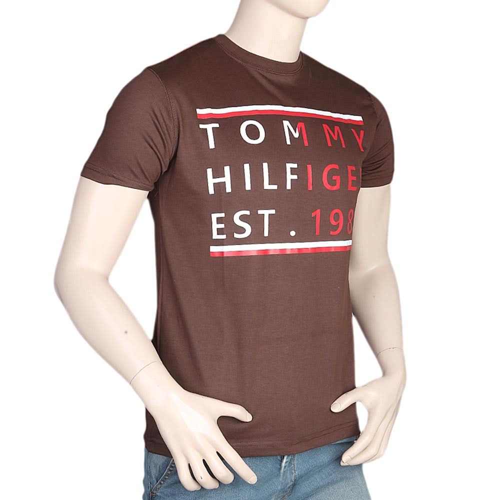 Men's Half Sleeves Round Neck T-Shirt - Brown, Men, T-Shirts And Polos, Chase Value, Chase Value