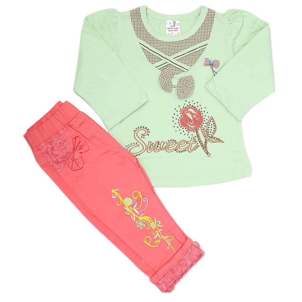 Newborn Girls Full Sleeve Suit - Green, Kids, NB Girls Sets And Suits, Chase Value, Chase Value