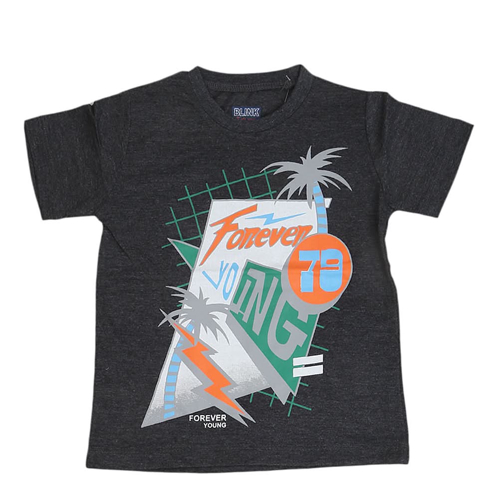 Boys Round Neck Half Sleeves T-Shirt - Black, Kids, Boys T-Shirts, Chase Value, Chase Value