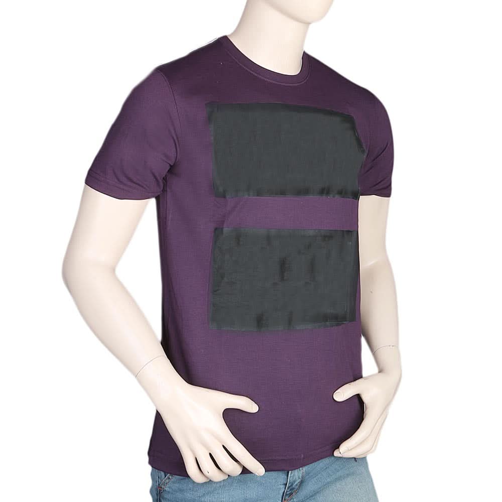 Men's Half Sleeves Round Neck T-Shirt - Purple, Men, T-Shirts And Polos, Chase Value, Chase Value