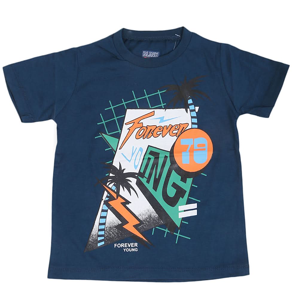 Boys Round Neck Half Sleeves T-Shirt - Navy Blue, Kids, Boys T-Shirts, Chase Value, Chase Value