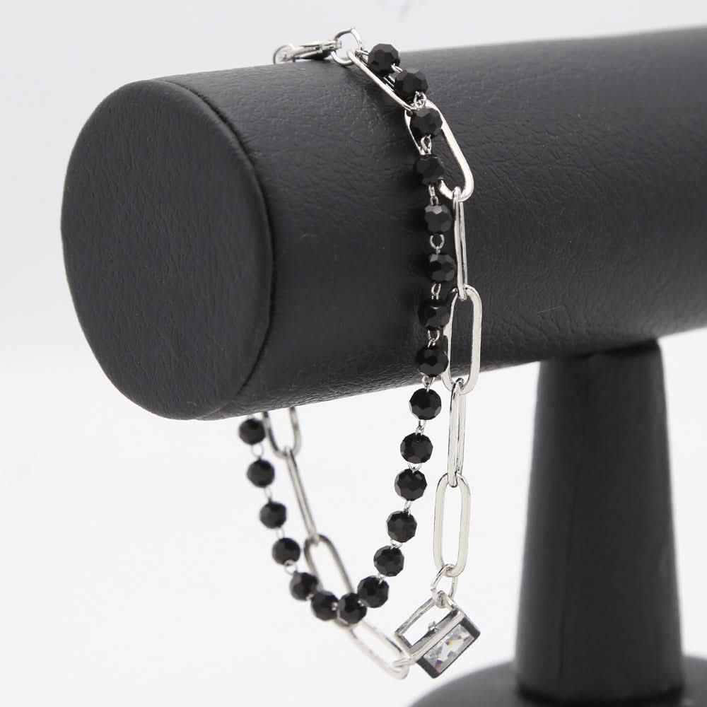 Women's Stone Bracelets - Black-Silver, Women, Bangles & Bracelets, Chase Value, Chase Value