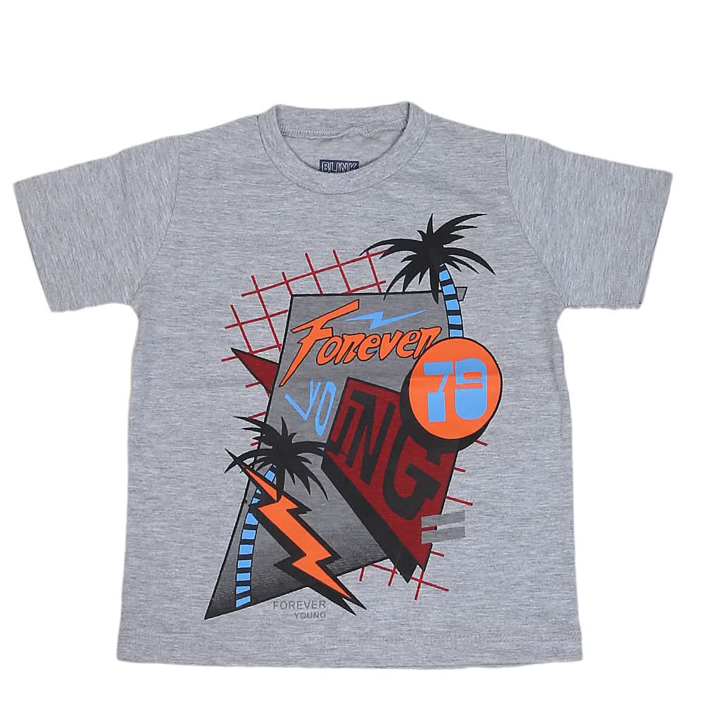 Boys Round Neck Half Sleeves T-Shirt - Grey, Kids, Boys T-Shirts, Chase Value, Chase Value
