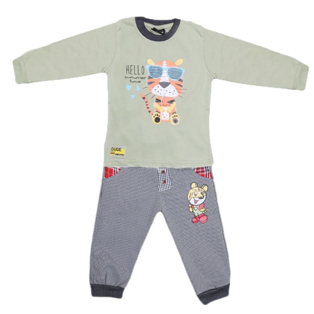 Boys Full Sleeves 2 Pcs Suit - Green, Kids, Boys Sets And Suits, Chase Value, Chase Value
