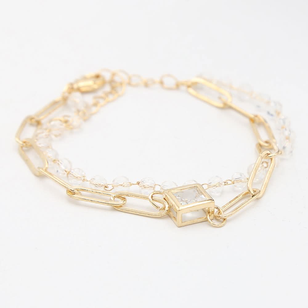 Women's Stone Bracelets - White-Golden, Women, Bangles & Bracelets, Chase Value, Chase Value